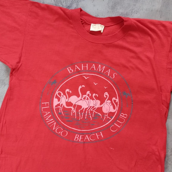 Vintage 80s Bahamas Flamingo Beach Club Single Stitch T-Shirt UNISEX