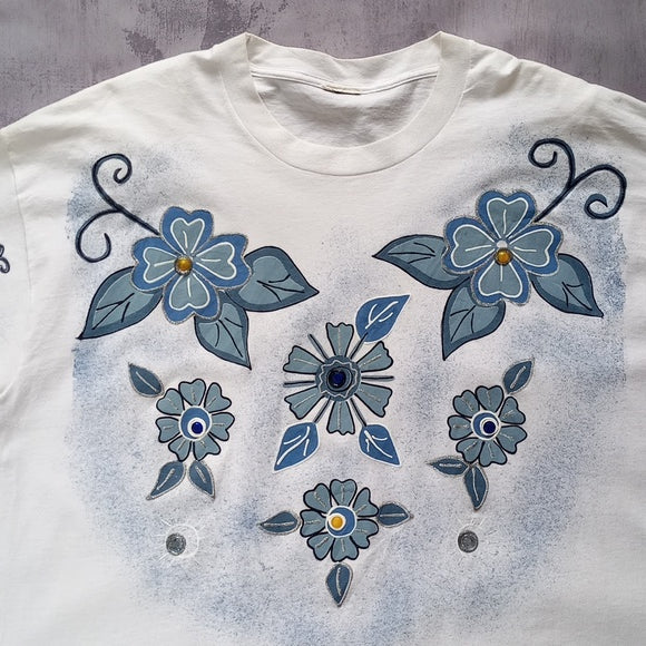 Vintage 90s Floral Big Print Graphic Single Stitch T-Shirt