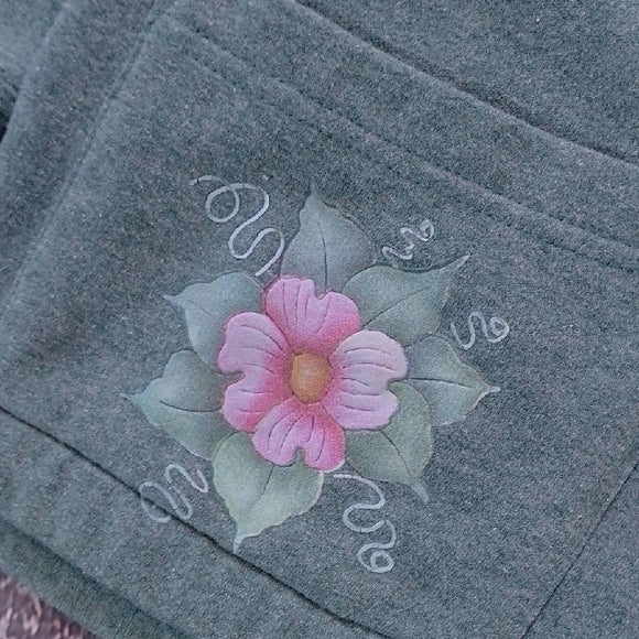 Vintage 90s Floral Green Cardigan Sweater