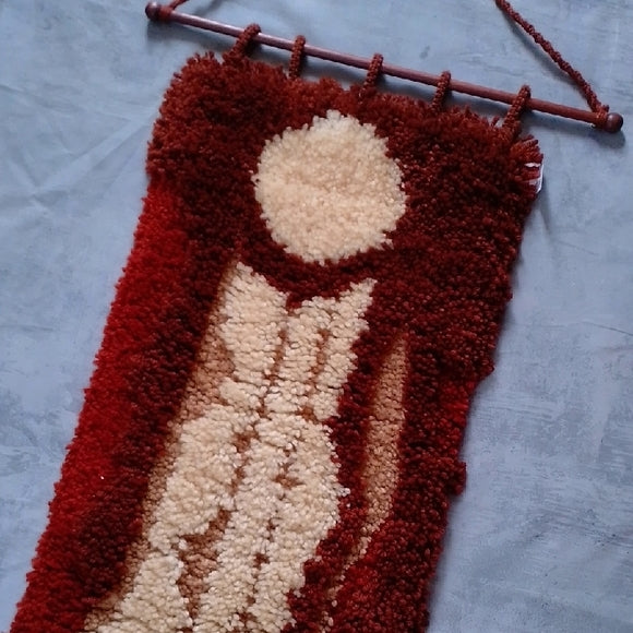 Vintage 1970s Full Moon Hanging Wall Latch Rug