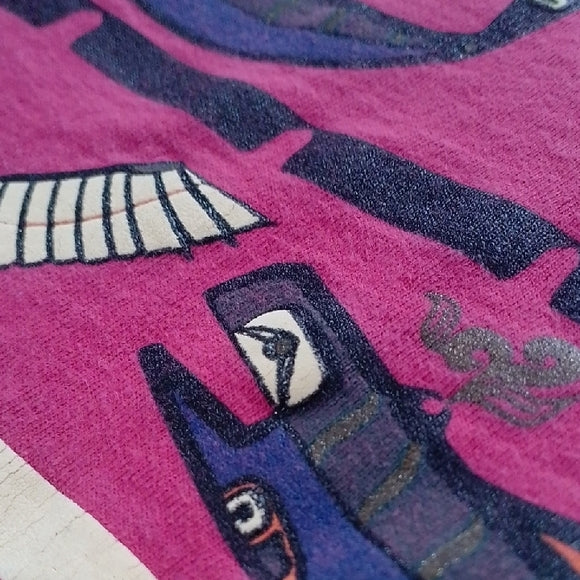 VINTAGE 90s Vancouver Canada Native/Indigenous Striped T-Shirt SINGLE STITCH