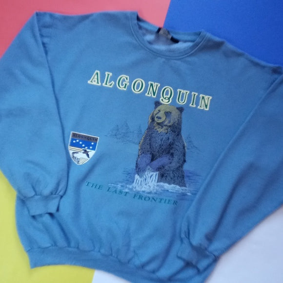 Vintage 90s Algonquin The Last Frontier Bear Graphic Crewneck Sweater SEARS