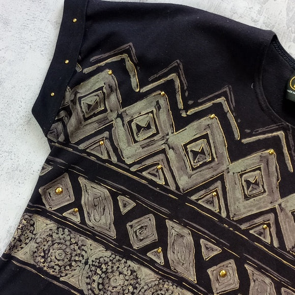 VINTAGE 90s Picadilly Fashions Triangular Pattern T-Shirt