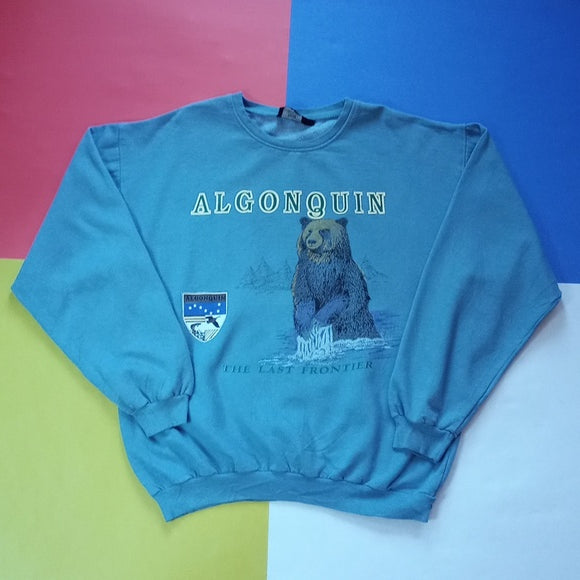 Vintage 90s Algonquin The Last Frontier Bear Graphic Crewneck Sweater SEARS