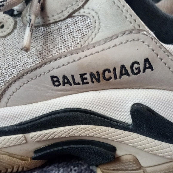 Balenciaga Beige and Black Sneakers TRIPLE S
