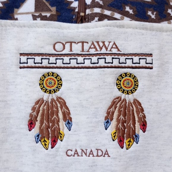 Vintage 90s Ottawa Canada Dream Catcher Western Style Half Zip Sweater Unisex