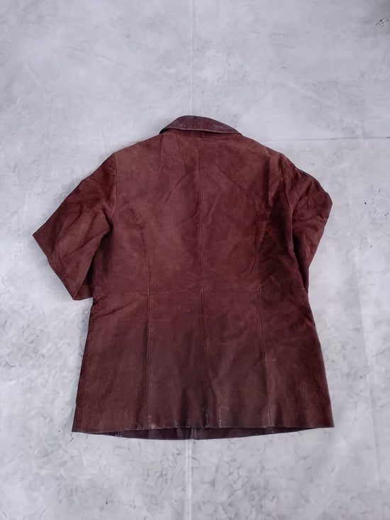 Vintage DULONG Suede Zip-Front Jacket - Brown