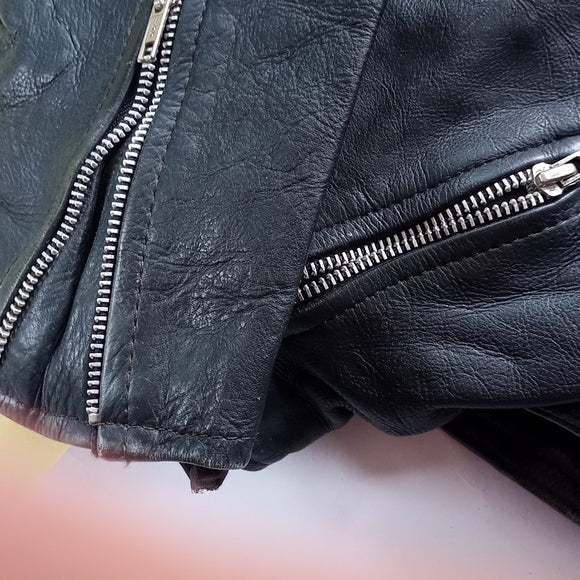 Vintage 80s Echtes Leder Echt Leer Leather Motorcycle Jacket
