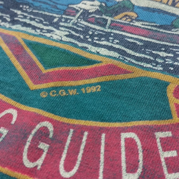 Vintage 1992 Nothern Adventure Fish Guild Fishing Men In Boat Single Stitch Tee