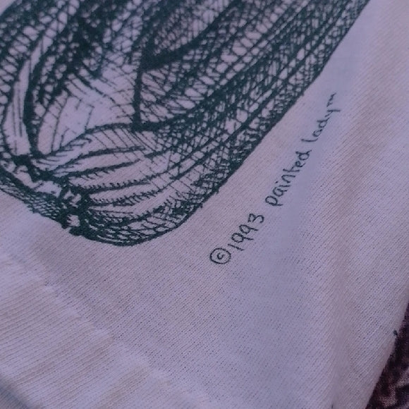 Vintage 90s AOP White and Green Vegetable Print T-Shirt