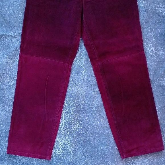 Vintage 90s SKOTTS SUEDE Vibrant Red LEATHER Pants WASHABLE