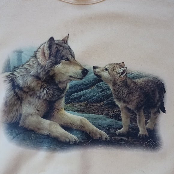 Vintage 90s Mama Wolf & Pup Wolf Crewneck Sweater