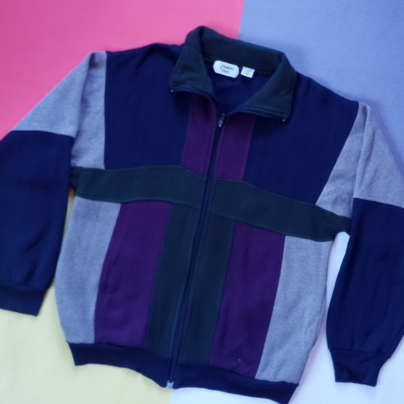 Vintage Uncle Phile Style Color Block Zip Up champions Choice Sweater UNISEX