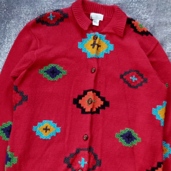 Vintage 90s Diamond Pattern Button Up Sweater Cambridge Dry Goods