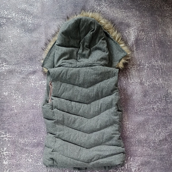GAP WINTER WARMTH WOOL /GOOSEDOWN Gray Hooded Vest OUTDOOR EDITION