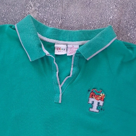 VINTAGE Disney Plus Winnie the Pooh Tigger Embroidered Polo T-Shirt