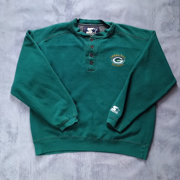 Vintage 90s Starter Green Bay Packers NFL Crewneck Sweater Embroidered