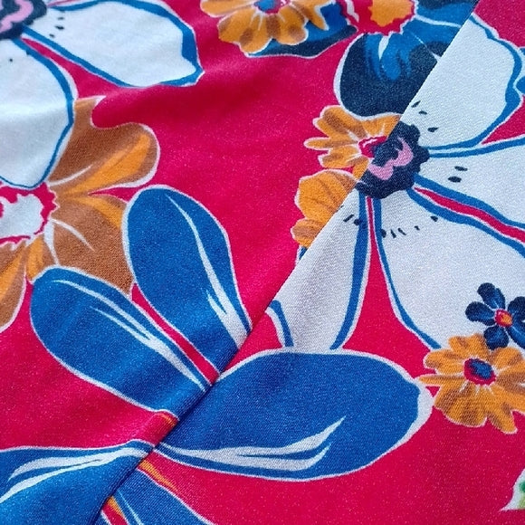 Vintage 90s Floral Sleeveless Dress in Pink and Blue