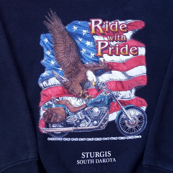 75th Sturgis Ride With Pride American Eagle & Flag North Dakota Sweater