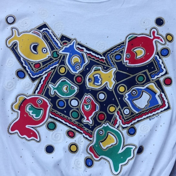 VINTAGE 90s Funky Fish Print Shirt