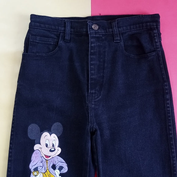 Vintage Mickey Mouse Black Denim Jeans UNISEX