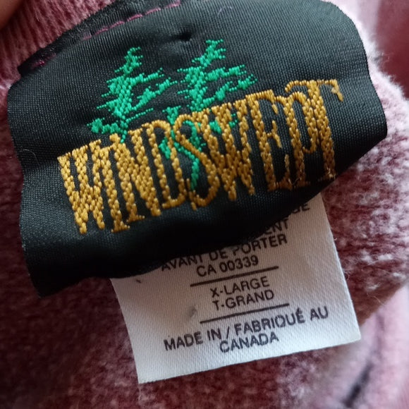 Vintage 90s Maple Leaf Maroon Windswept Crewneck Sweater