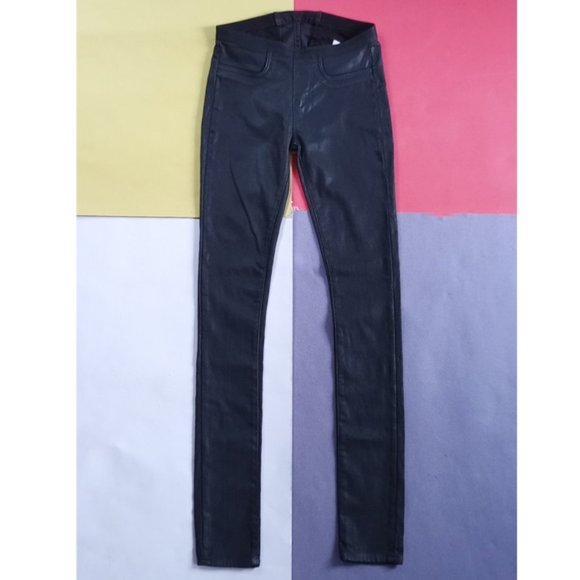Helmut Helmut Lang Black Coated Cotton Blend Skinny Leg Jegging Jean Pant