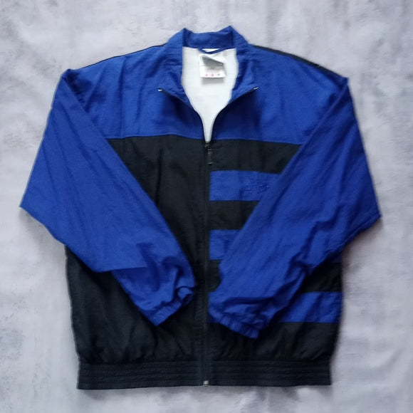 Vintage 90s Adidas Blue Black Stripes Windbreaker Jacket UNISEX