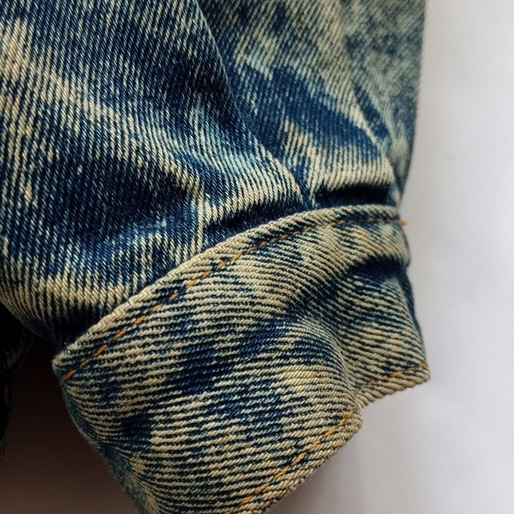 Vintage 80s Fiori Acid Wash Leather Trim Jean Denim Jacket