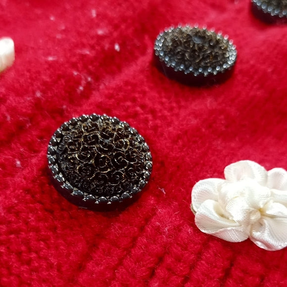 VINTAGE Red Kids Cardigan with Button Accents