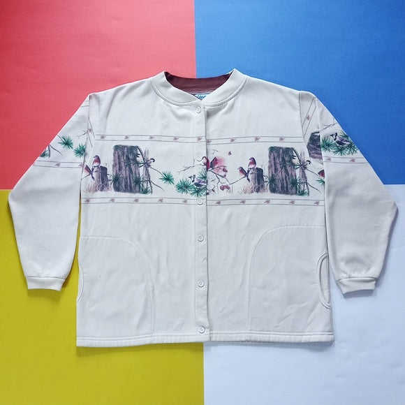 Vintage 90s Birds Button-Up Sweater