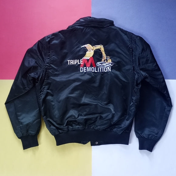 Vintage 1990s Triple M Demolition Embroidered Zip-Up Jacket