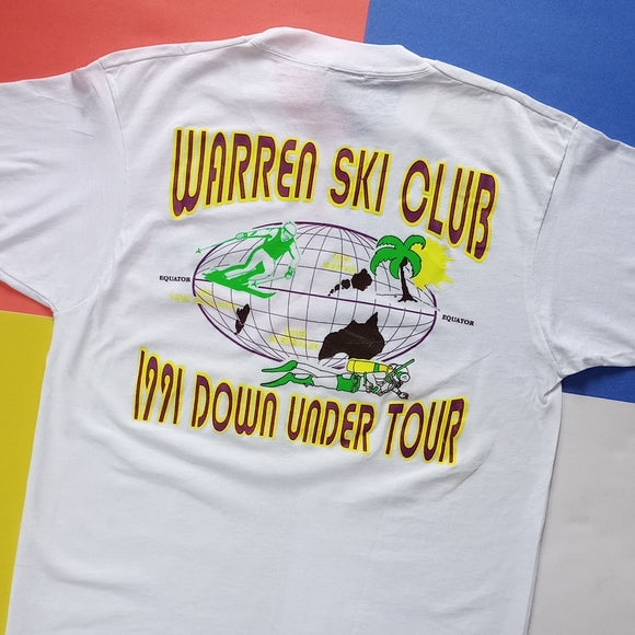 Vintage 1991 Warren Ski Club 1991 Down Under Tour Single Stitch T-Shirt