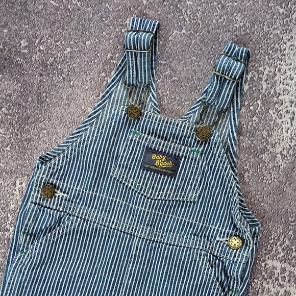 VINTAGE BABY B'gosh Blue Striped Kids Overalls