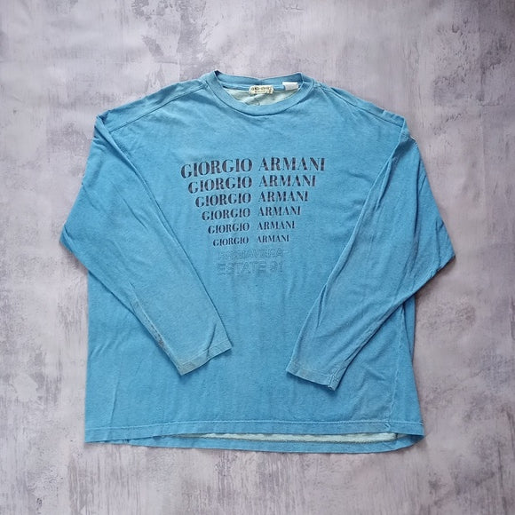 Vintage 90s Giorgio Armani Primavera EST 91 Long Sleeves shirt Blue