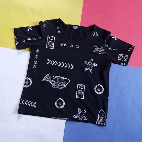 Vintage Women’s Abstract Fossil Fish Shirt