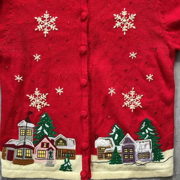Vintage Ugly Christmas Sweater With Falling Snowflake on Town
