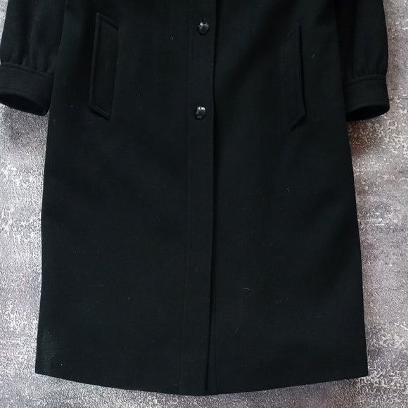 Vintage 60s/70s JULES For Progress Women's Black Coat WOOL