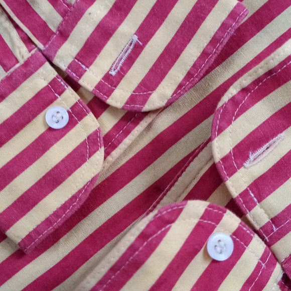 Vintage 90s RED/YELLOW Striped Clay Sporting Made In Italy Button-Up Shirt