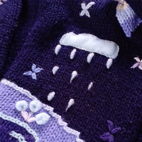 VINTAGE 90s ALPACA WOOL ASIRI'S TREASURES Hooded Sweater with Fun Patterns