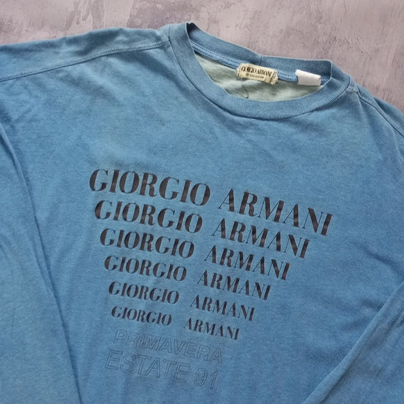 Vintage 90s Giorgio Armani Primavera EST 91 Long Sleeves shirt Blue