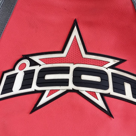ICON Hero Merc Leather Motorcycle Jacket - XL- Sleeve Logos VERY RARE Red