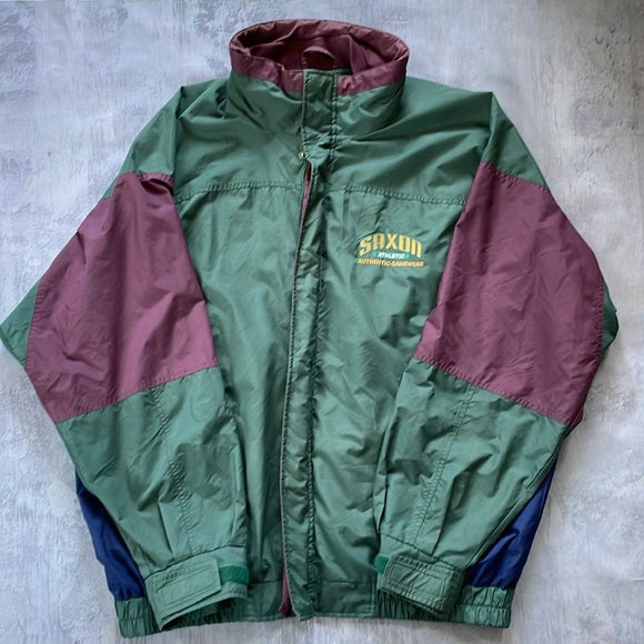 Vintage 90s SAXON Athletic Gamewear Windbreaker Jacket Colour Black UNISEX