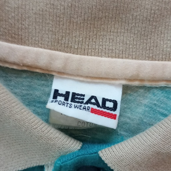 Vintage 1992 Funky Pattern HEAD Brand Polo T-Shirt