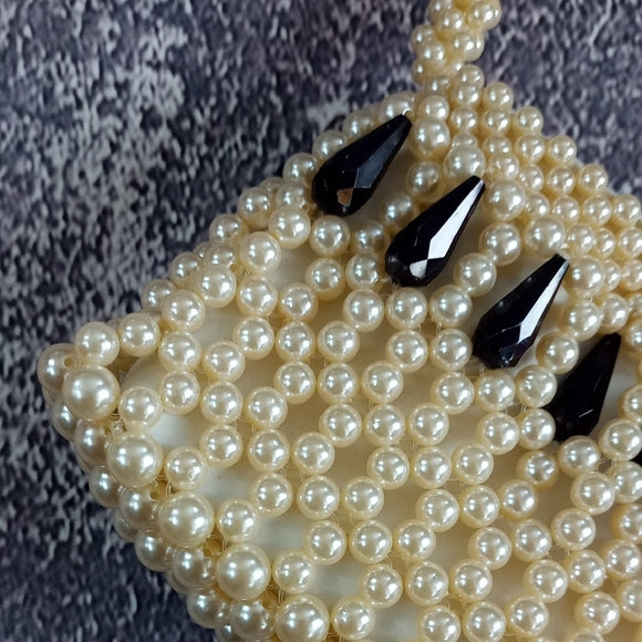 Vintage Handmade Elegant Pearl Beaded Handbag
