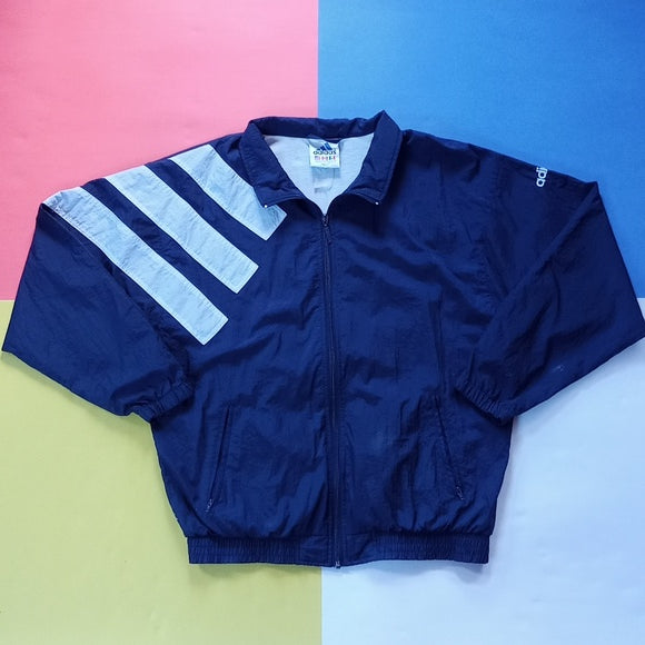 Vintage 90s Adidas Essential Striped Windbreaker Jacket UNISEX