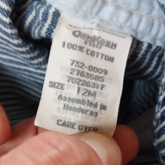 VINTAGE BABY B'gosh Blue Striped Kids Overalls