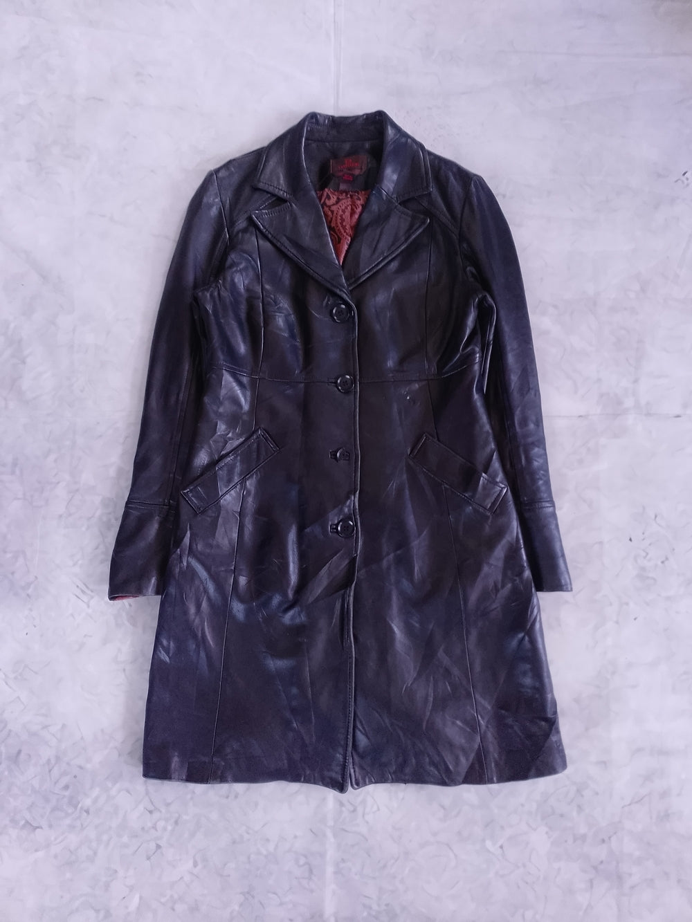 Danier Women's Black Italian Leather Button-Front Coat