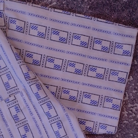 Vintage 90s Japanese Men's Blue Patterned Short Sleeve Shirt St.Marks