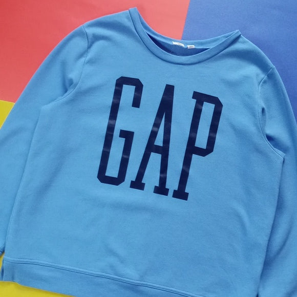 THE GAP Big Print Sweater Crewneck Blue